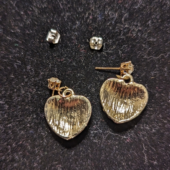 Rhinestone bling heart dangle earrings - Picture 3 of 4